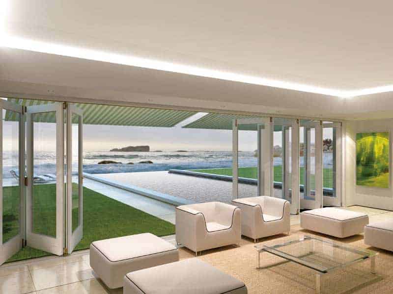 Wall of glass doors